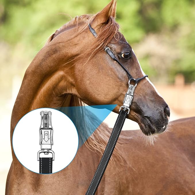 Cross Ties for Horse,Heavy Duty Nylon Trailer Tie with Strong Panic Snap and Bull Snap,Adjustable Length from 45.2" to 78.7",Professional Horse Supplies