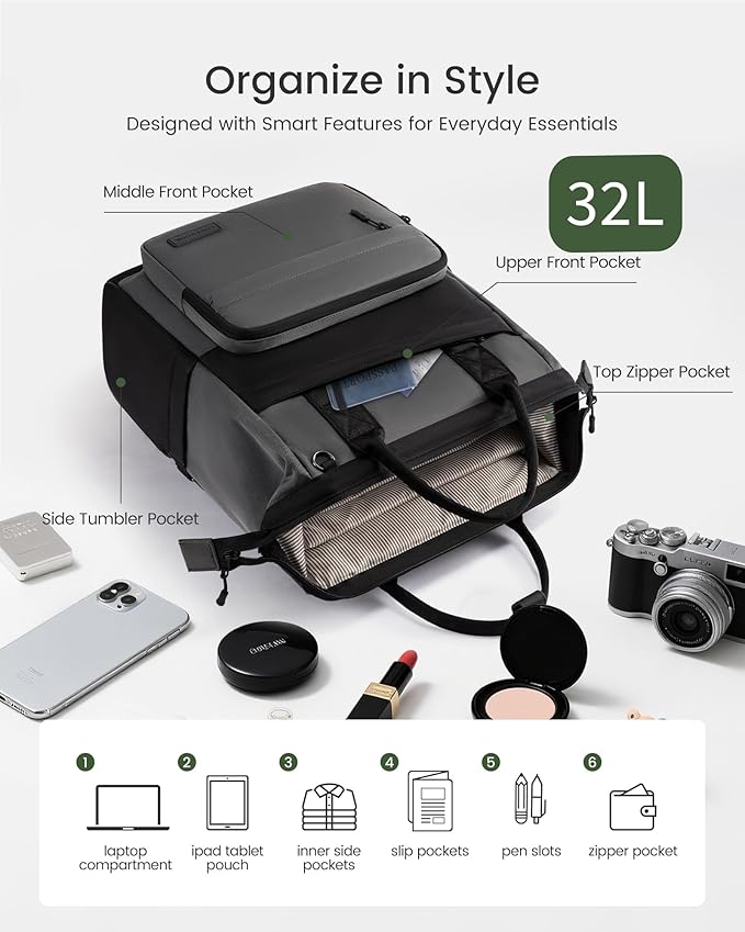 LOVEVOOK Laptop Backpack for Women, 17 Inch Travel Backpack for Work College Business, Water Resistant Teacher Nurse Bag with Large Capacity, School Bookbag Bags Cute Daypack for Woman Girls