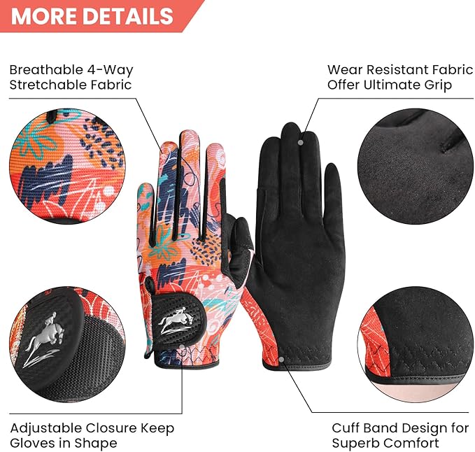 FINGER TEN Horse Riding Gloves Equestrian Women Kids for Girls Boys Mesh Breathable Lightweight Color Pack, Comfortable Grip for Summer