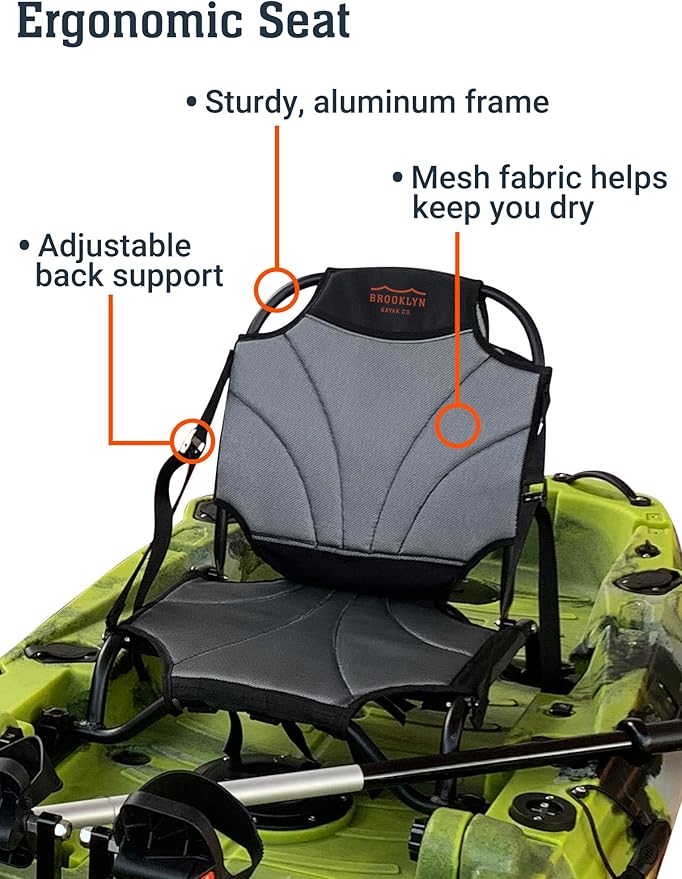Brooklyn 8.0 Foldable Pedal Fishing Kayak by BKC, Compact Sit-on-Top Single Kayak with Pedal Drive, Sturdy Aluminum Seat, Rudder Steering, Storage