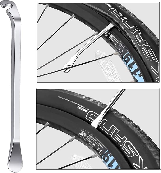 CHIVENIDO Bike Spoke Wrench, Portable Bicycle Spoke Tool Kit Includes 8 Way Bike Rim Truing Tool, Spoke Wrench with Rubber Handle