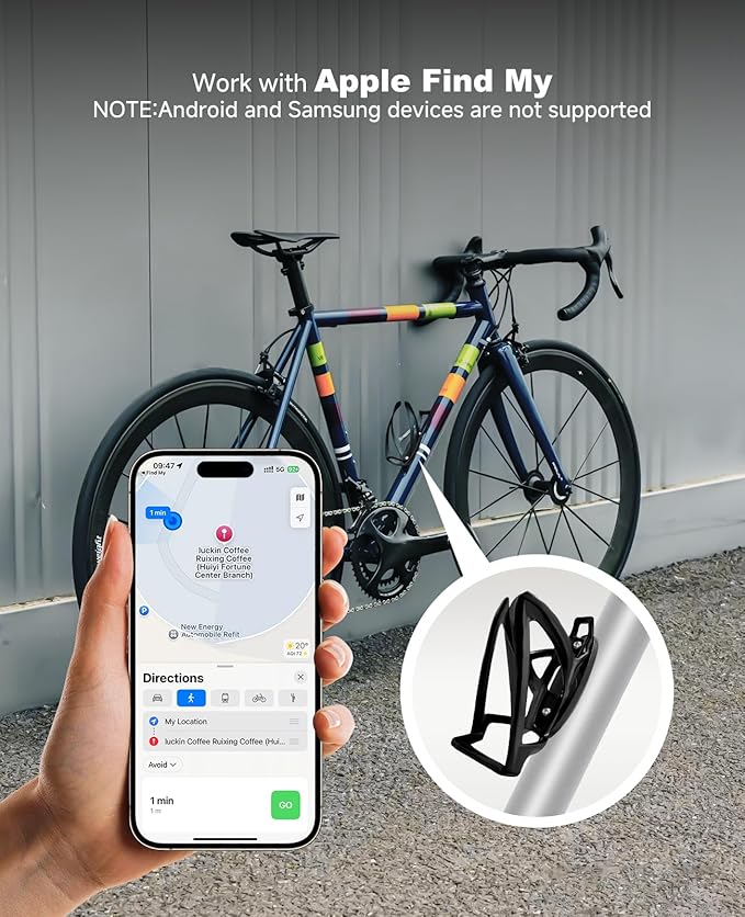 Eelexa Apple Find My Bike Tracker 2024 | Hidden GPS Tracker for Bicycle & Motorcycle | Anti-Theft Waterproof Tag with Bottle Holder Design | iOS Only, No Monthly Fee