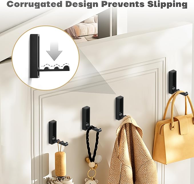 Folding Wall Hooks, 2pcs Foldable Coat Hooks, Heavy Duty Zinc Alloy No Rust Fold Up Hooks for Coat, Towel, Key, Hat, Bag, Jacket, Backpack (Matte Black)