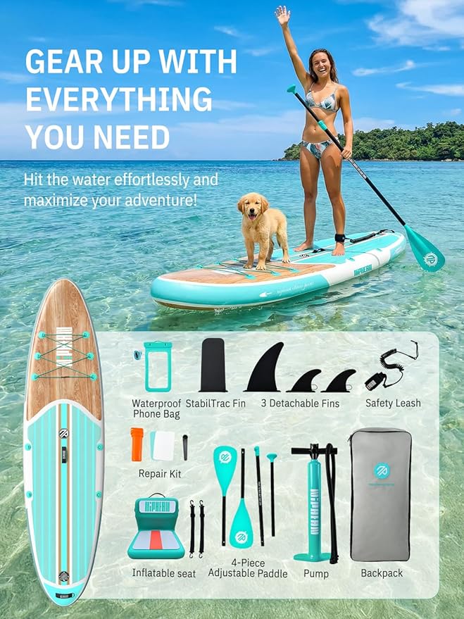 Niphean Inflatable Stand Up Paddle Board with SUP Accessories, Anti-Slip EVA Deck, 10’6’’ Inflatable Paddle Boards for Adults & Youth of All Skill Levels