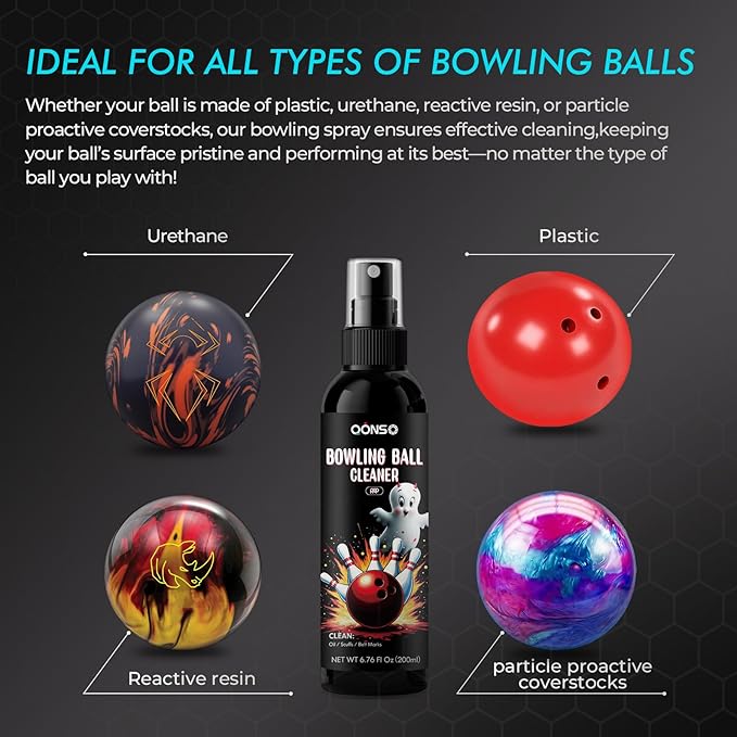 Bowling Ball Cleaner Spray - 1 Pack Bowling Cleaner Set with Cleaning Towel, Portable Bowling Accessories Kit - Removes Oil, Stains & Scuffs - Enhances Grip, Restores Tack & Prolongs Lifespan of Ball