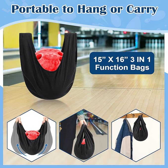 COITEK Bowling Seesaw Bag 2 Pack, Bowling Polisher Bag Carrier Ball Cleaner Holder, Black, 15' X 16'