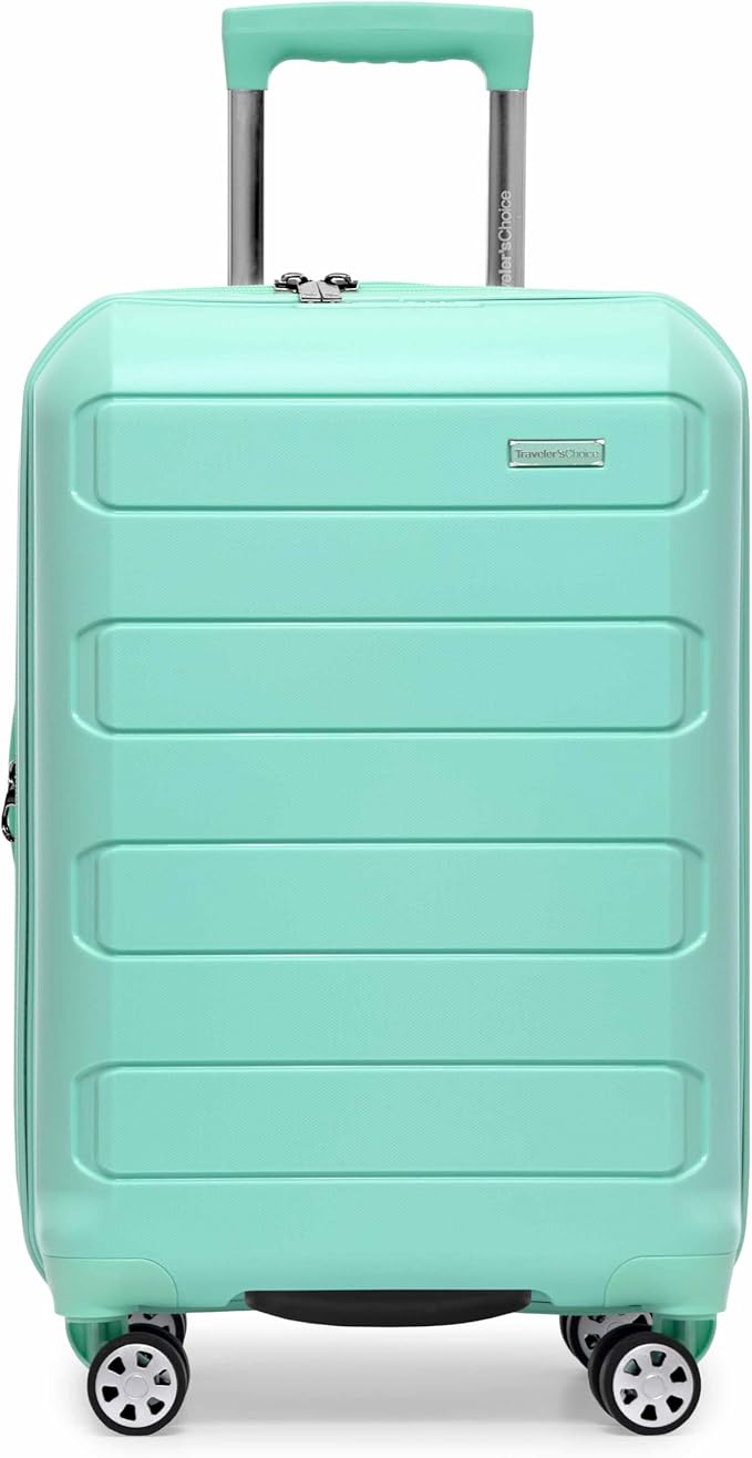 Traveler's Choice Pagosa ハードシェル 拡張可能荷物 スピナーホイール付き、ミント、2ピースセット（22/26）