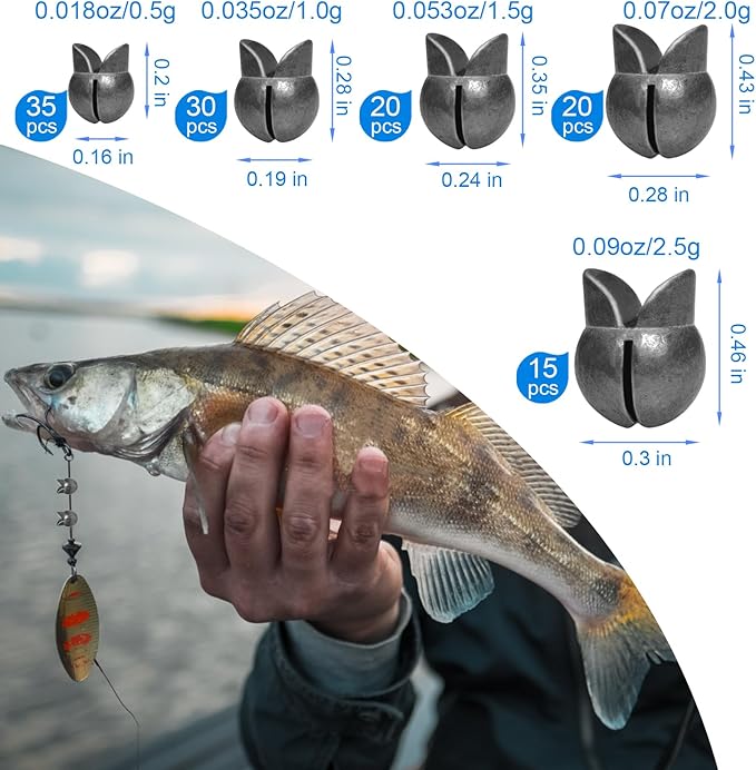 SANWEAL120PCS/200PCS Fishing Weights Sinkers - Premium Split ShotFishing Weights Sinkers - Round Removable Fishing Sinkers - 5/6 Sizes