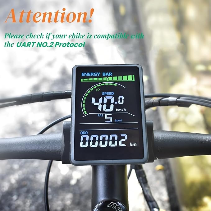 Ebike Display M6C, UART No. 2 Protocol, 24V-60V Colorful Acrylic Cycling Computer with Charging Port for Mobile Devices, Ebike LCD Display to Enrich Cycling Journey