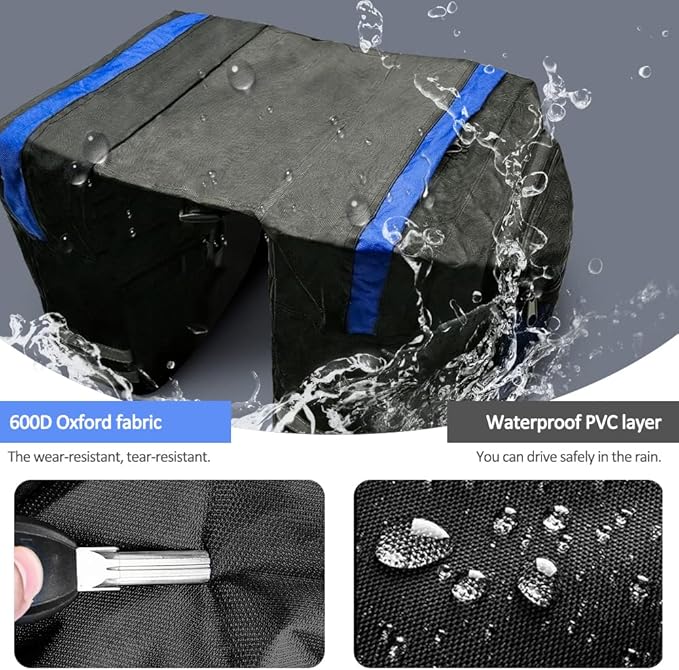 Bike Rear Rack Double Pannier Bag, 30L Waterproof Bicycle Trunk Bag, Bike Pannier Bag with Reflective Trim, for Grocery Shopping Commuter Long Cycling Trip (Blue)