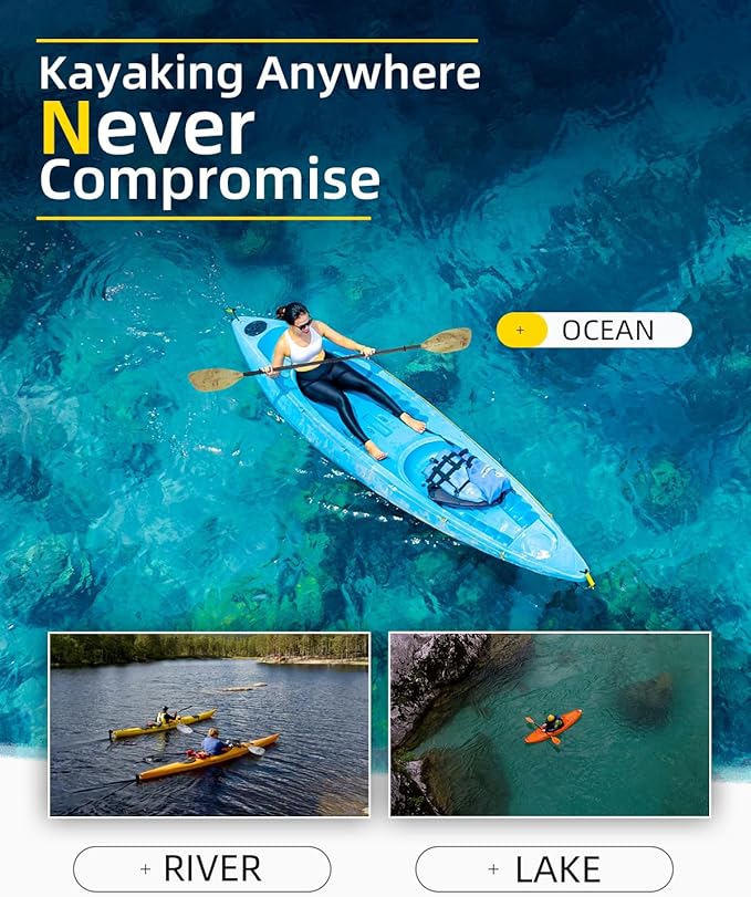 OCEANBROAD カヤックパドル 86インチ/218cm、90.5インチ/230cm アルミ合金シャフト 2ピースフロータブルカヤックオール カヤック、カヌー、ボート用