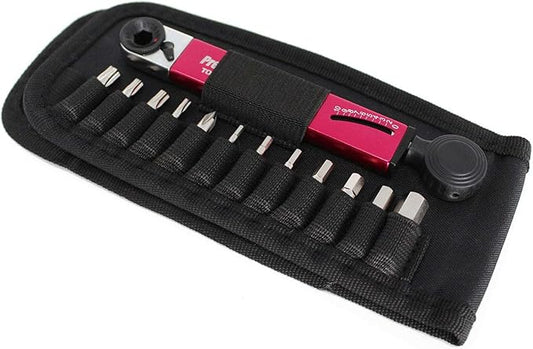 Prestacycle TorqRatchet PRO Wallet Kit – 2–10Nm Torque Wrench & Reversible Ratchet Multi-Tool – Bike Tool Set with 12 Bits – Slim Carry Wallet with Card Pocket – 60Nm Rated