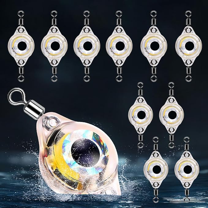 10Pcs LED Underwater Fishing Light, Flash Fish Attractant Light, Flashing Fishing Lures, Deep Sea Fishing Accessories
