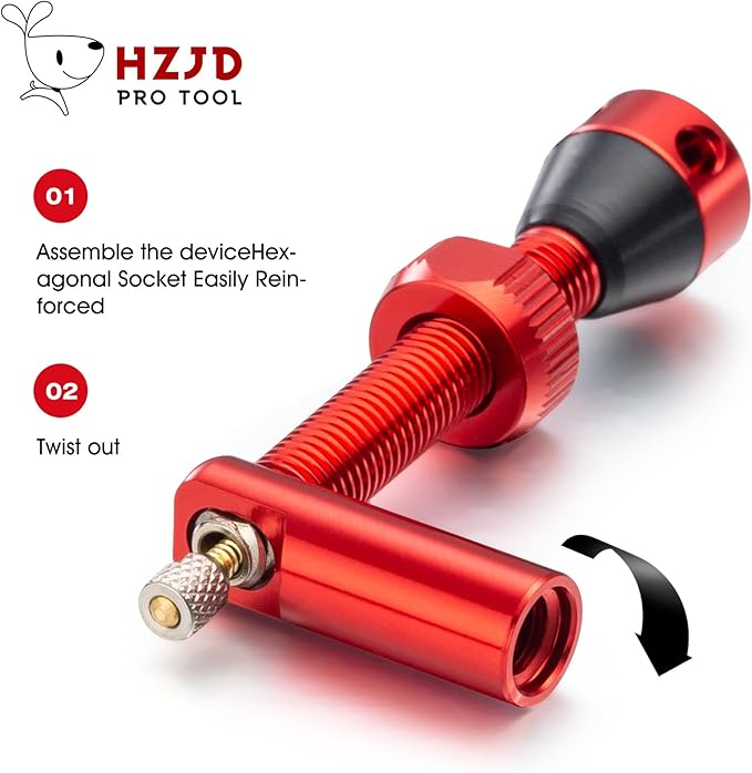 HZJD 2PCS Tubeless Valves, Red, Alloy Presta Valve Stem, Integrated Core Removal Tool(44 mm)