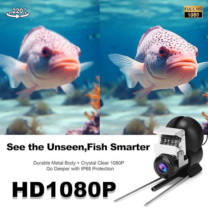 Underwater Fishing Camera with DVR Recording, 4.5" IPS Screen, 220° Ultra-Wide View, 32GB SD Card, 100ft Cable, Ice Fishing Camera, Portable Fish Finder for Lake Kayak Boat Fishing