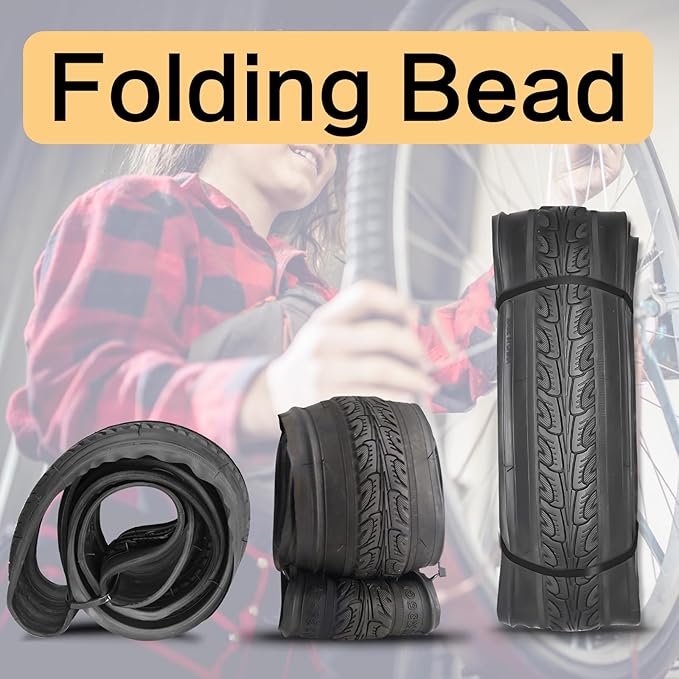700x35C Bike Tire Foldable Replacement Tires with or Without Bike Tubes and Tire Levers for Road Bicycle