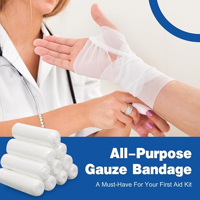 AZEN 100 Pack Gauze Rolls Bandages, 3 in x 4.1 Yards, First Aid Supplies & Premium Medical Supplies, Bandage Wrap Vet Wrap