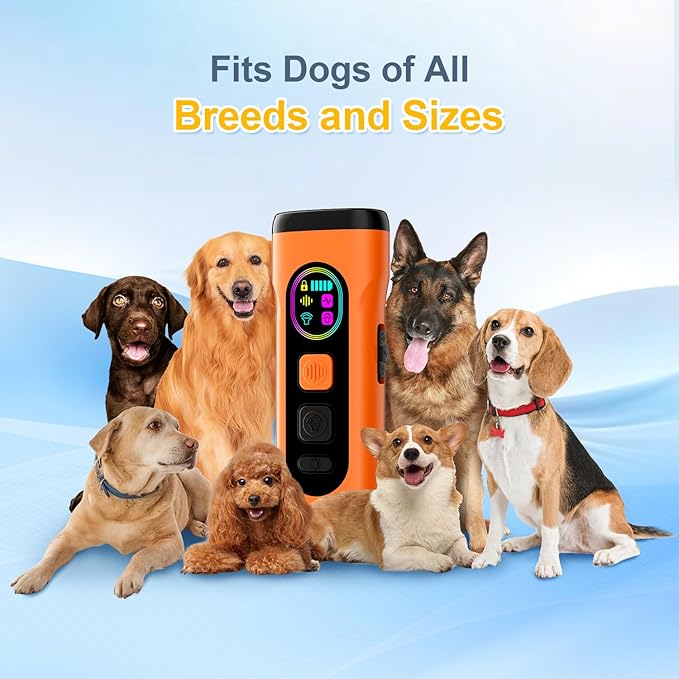 SEDULAN Dog Bark Deterrent Devices Anti Barking Device for Dogs Ultrasonic Bark Stopper Portable Dog Training Tool Indoor Outdoor Up to 50ft Correct Bad Behavior of Own or Neighbor's Dog (Orange)