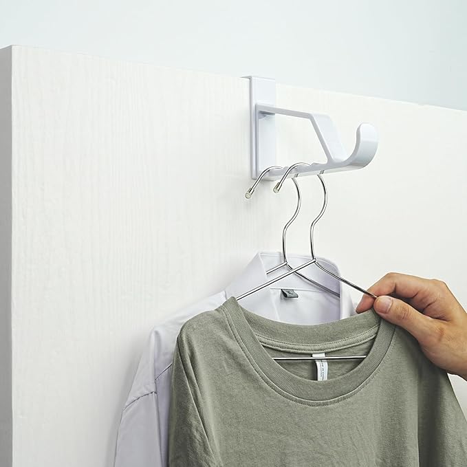 New Talent 2pcs Over The Door Hanger Holder (White) 2 Pack Over The Door Hooks for Hangers, Door Hanger Hooks, Storage Organizers