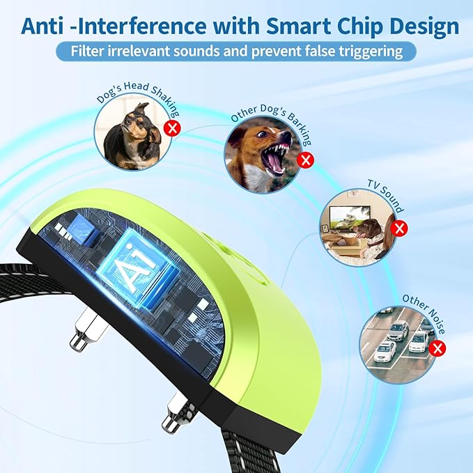Anti-Bark Collar for Medium Large Dogs, Anti Barking Dog Collars Device with 8 Sensitivities, 4 Adjustable Modes Beep & Vibration, IP67 Waterproof Training Collar for Dogs 15-120lbs Outdoor Home, Blue