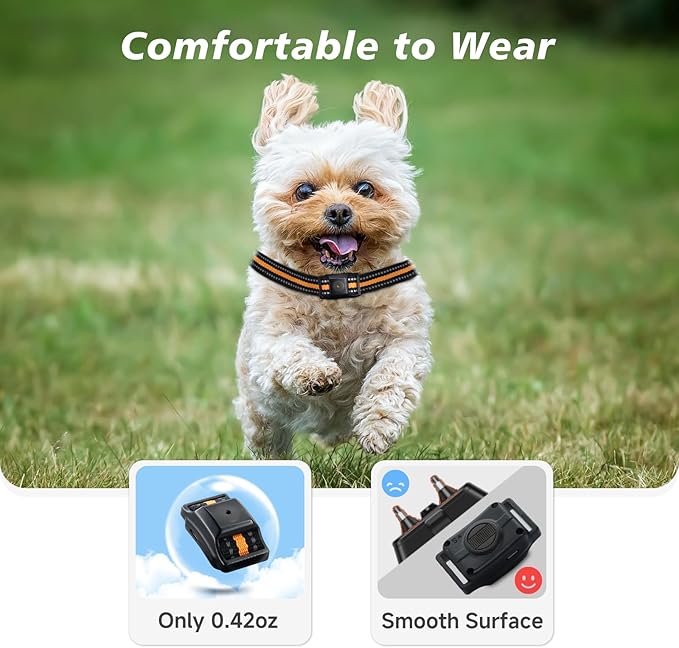Tiniest Bark Collar for Small Dogs 5-15lbs, Only 1.6 * 1in & 0.42oz, No Shock with Vibration &Sound, Extra Small & Rechargeable, 5 Sensitivity Levels（Orange）