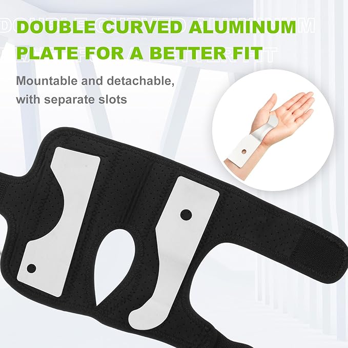 Shappy Bowling Wrist Support Brace with Thumb Spica Splint Left Hand Breathable Wrist Gloves Splint with Removable Aluminum Plate for Women Tendonitis Arthritis Sprains (Black)