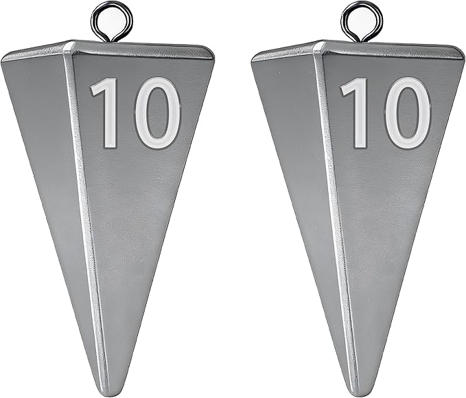 Pyramid Sinkers Fishing Weights, Saltwater Fishing Sinkers for Surf Fishing Gear Tackle - 1oz, 2oz, 3oz