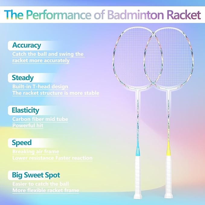 Professional Carbon Fiber Badminton Rackets Badminton Racquet for Backyards Gym