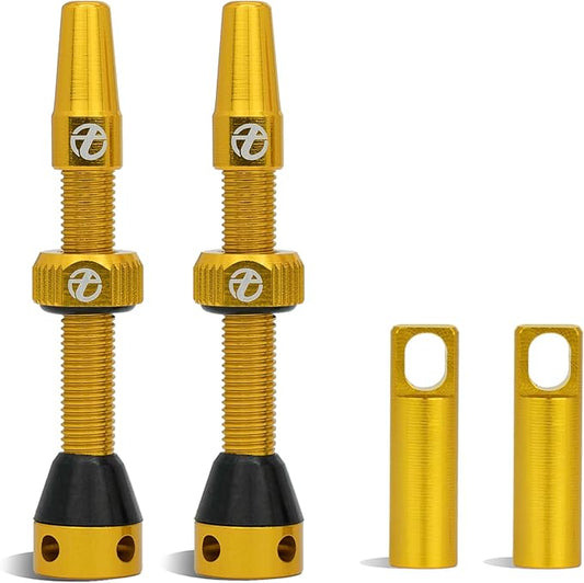 Thinvik Presta Tubeless Valve Stem 44/48/65/70/85mm,Super Light Alloy Presta Tubeless Valve Stem Kit for Tubeless Tires-2 Tubeless Valve Stem (with Aluminum Alloy Valve Cap) + Valve Core Removal Tool
