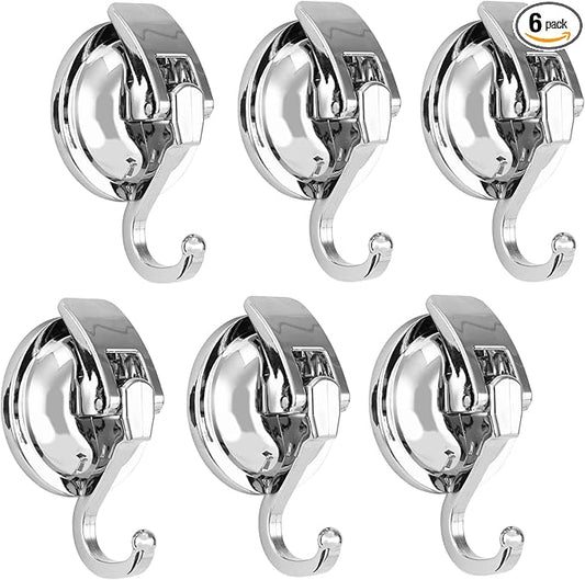 Wreath Hanger, 6 Pack, Silver-Plated Polished Suction Hooks for Window Glass Kitchen Bathroom, Reusable Without Punching for Towel Loofah Robe Coat Wreath Decor, ABS Plastic
