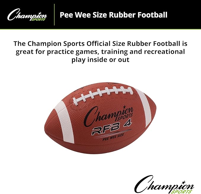 Champion Sportsラバーフットボール – 強化グリップ付き全天候型耐久フットボール – 裏庭での遊びとトレーニング – ピーウィーから公式サイズまで