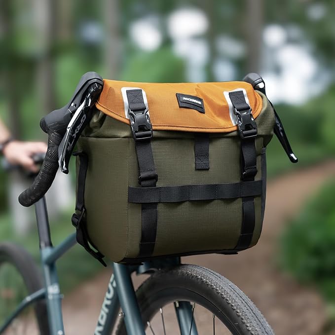 ROCKBROS Bike Handlebar Bag Waterproof Cycling Pouch 24L Bicycle Front Storage Pouch Bag with Shoulder Strap