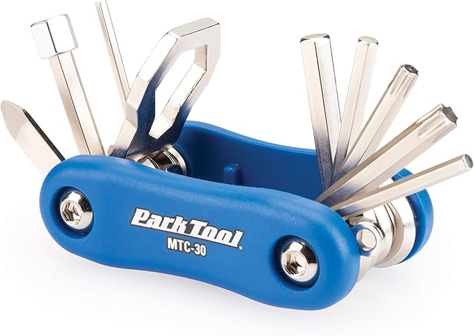 Park Tool MTC-30 Bicycle Multi-Tool with 2.5 to 8mm Hex Wrenches, T25, T30, Screwdriver & Box Wrench