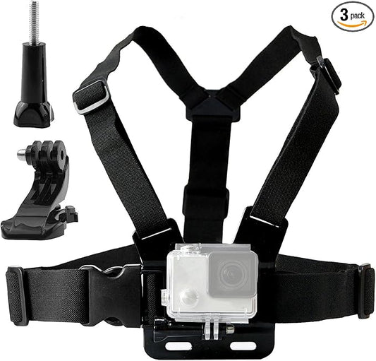 Chest Harness Mount Compatible with Gopro Hero 13 12 11 10 9 8/AKASO EK7000 Brave 4/ODDV/Hiicam/Icefox/Surfola/Camlance/WOLFANG Action Camera Accessories, Adjustable Chest Strap Mount with J Hook