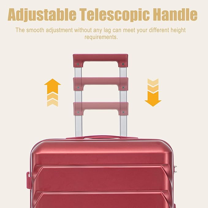 28 Inch ABS Hard Shell Large Luggage With Combination Lock and Side Hooks, Red