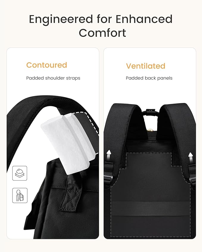 LOVEVOOK Laptop Backpack for Women with Giant Tumbler Holder Pocket,18 inch Waterproof Travel Backpack Purse Computer Laptop Bag,Professional Work College Nurse Teacher Backpack Casual Daypack,Black