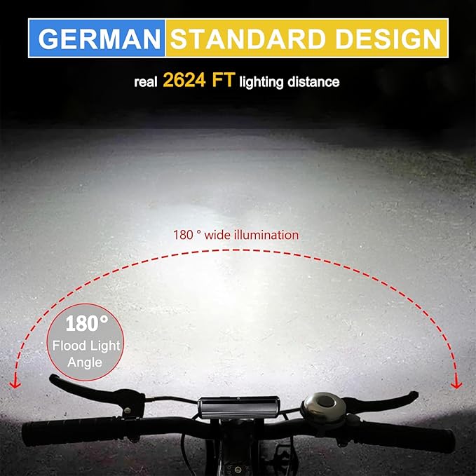 Bike Lights, 17 LED 4800 Lumen Bicycle Light with 4 Modes, 10000mAh USB Rechargeable Bike Light, Bike Headlight with Digital Power Display, Wide Beam Bike Lights for Night Riding