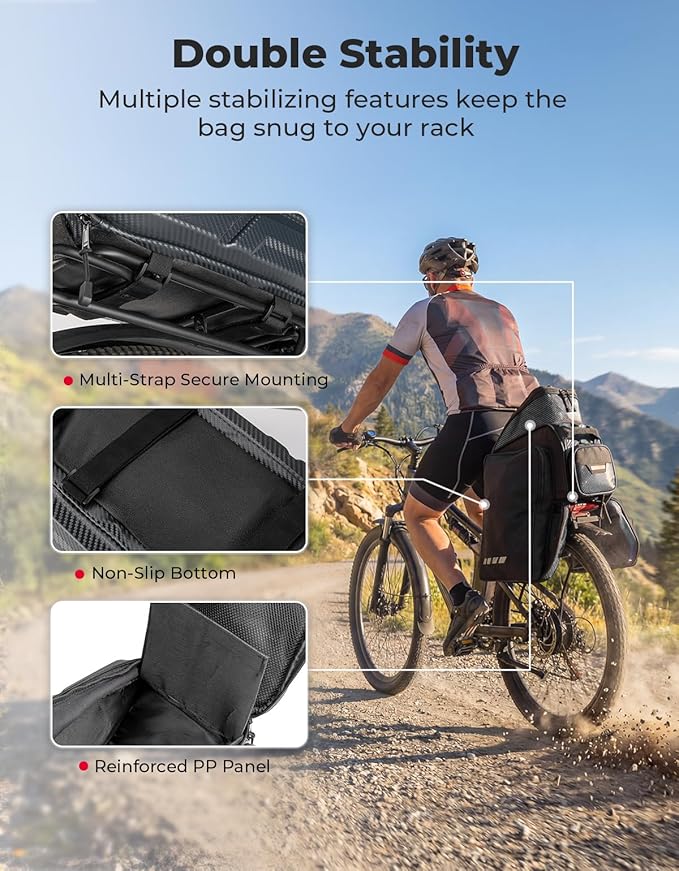 KEMIMOTO 40L E-Bike Battery Bike Bags for Rear Rack, EVA Hard Shell Bag with Reflective Strip and Waterproof cover, Ebike Trunk Bicycle Seat Pannier for Commuter Travel