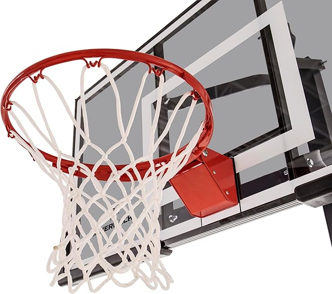 Silverback Height Adjustable In-Ground Basketball Hoop with Tempered Glass Backboard, Pro-Style Breakaway Rim & Backboard Pad