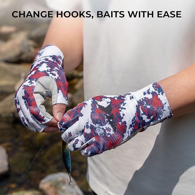 KastKing La Sal Fishing Gloves UPF50+ Sun Gloves UV Protection Fingerless Gloves Men Women for Outdoor, Kayaking, Rowing, Paddling, Canoeing, Hunting