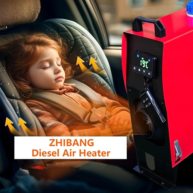 ZHIBANG Diesel Air Heater All in One with Voice Function,Parking Heater with Digital Display Screen and Digital Remote Control,12V/8KW Diesel Air Heater,5L Fuel Tank and Muffler(ZB-022d)
