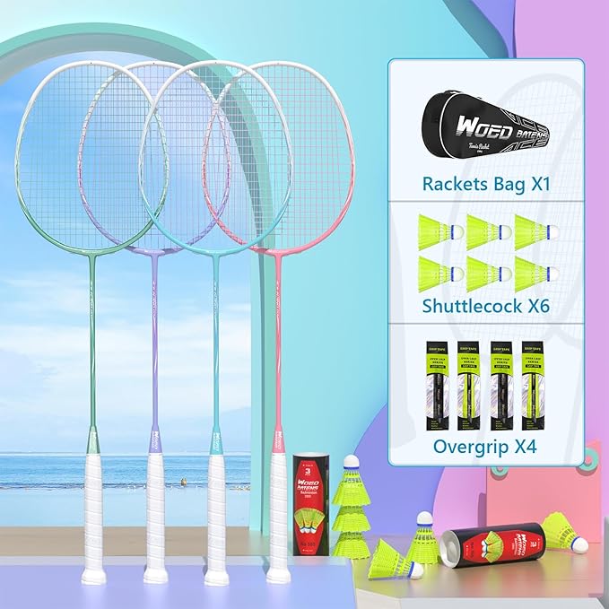 Professional Carbon Fiber Badminton Rackets Badminton Racquet for Backyards Gym