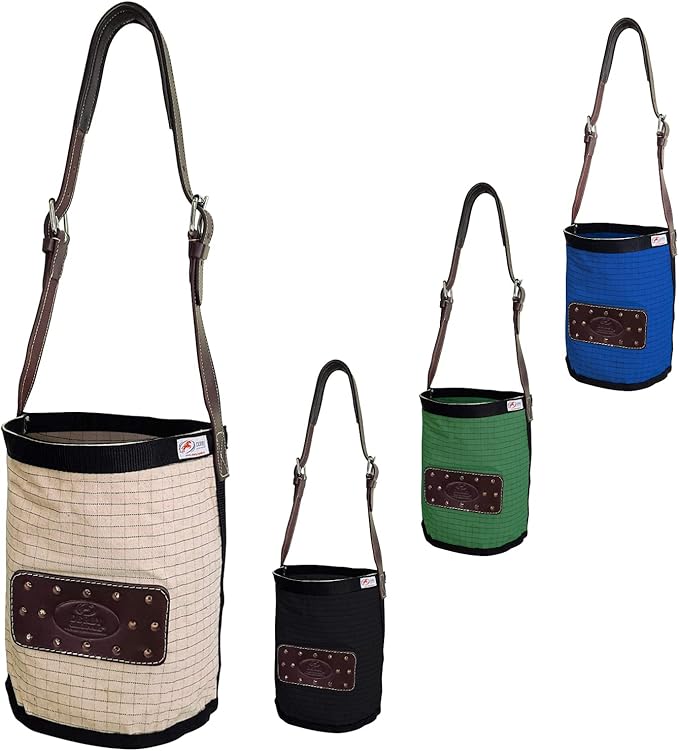 Derby Originals Ripstop 24 Oz Canvas Feed Bag with Padded Leather Crown Strap for Safety and No-Spill Flap Design