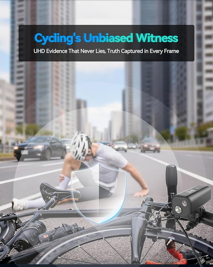 4K Bike Camera with GPS Tracking, Cycling Computer & Headlight – Spedal S1 30FPS Action Cam with 6-Axis EIS, 132° Wide Angle, Speed/Route Recording, Night Vision, IP65 Waterproof, 64GB SD Card