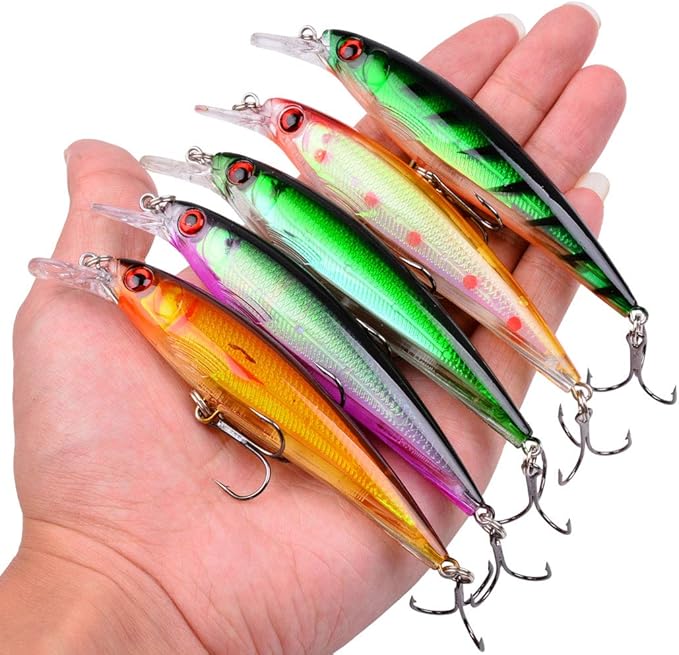 Aorace Fishing Lures Kit Mixed Including Minnow Popper Crank Baits with Hooks for Saltwater Freshwater Trout Bass Salmon Fishing