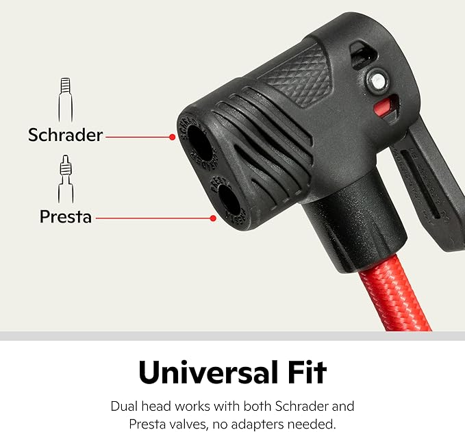 Schwinn Air Center Series or Basic Floor Pump, for a Range of Bikes, 100, 120 or 160 PSI, Soft Grip Handle, Dual Head for Schrader and Presta Valves, Manual Air Pump
