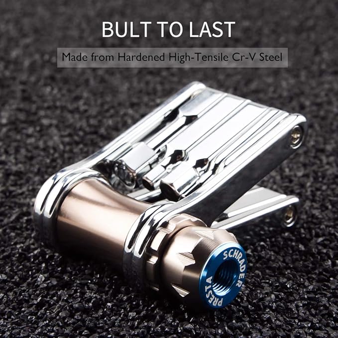 Bike Tool Mini 11 in 1 Multi-Tool - Chain Tool/Torx/Hex/Screwdriver Bicycle Multitool Kit - Cycling Mechanic Repair Tools with CO2 Inflator for Road and Mountain Bikes