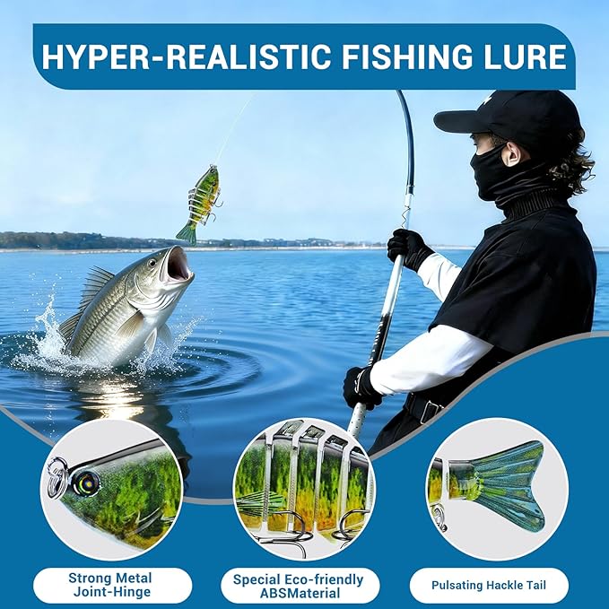 Fishing Lures Multi Jointed Fish Fishing Kits Slow Sinking Lifelike Swimbait Freshwater and Saltwater Crankbaits for Bass Trout Bass Lures