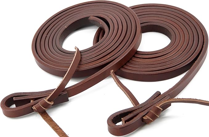 Jeereal Extra Heavy Harness Split Reins, Heavy Oil Weighted,Broken in,1/2" Width Supple Leather Reins