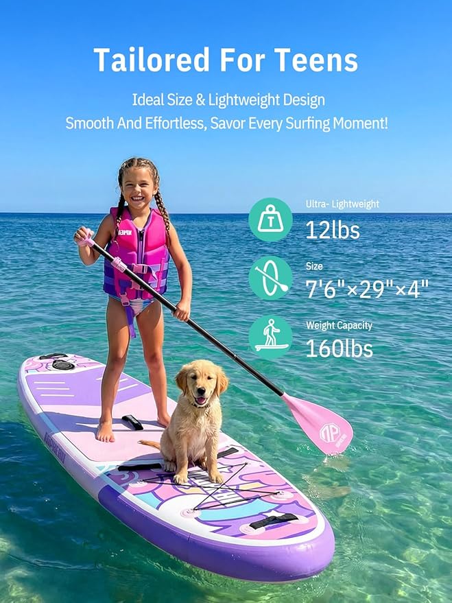 Niphean Inflatable Stand Up Paddle Board with SUP Accessories, Anti-Slip EVA Deck, 10’6’’ Inflatable Paddle Boards for Adults & Youth of All Skill Levels